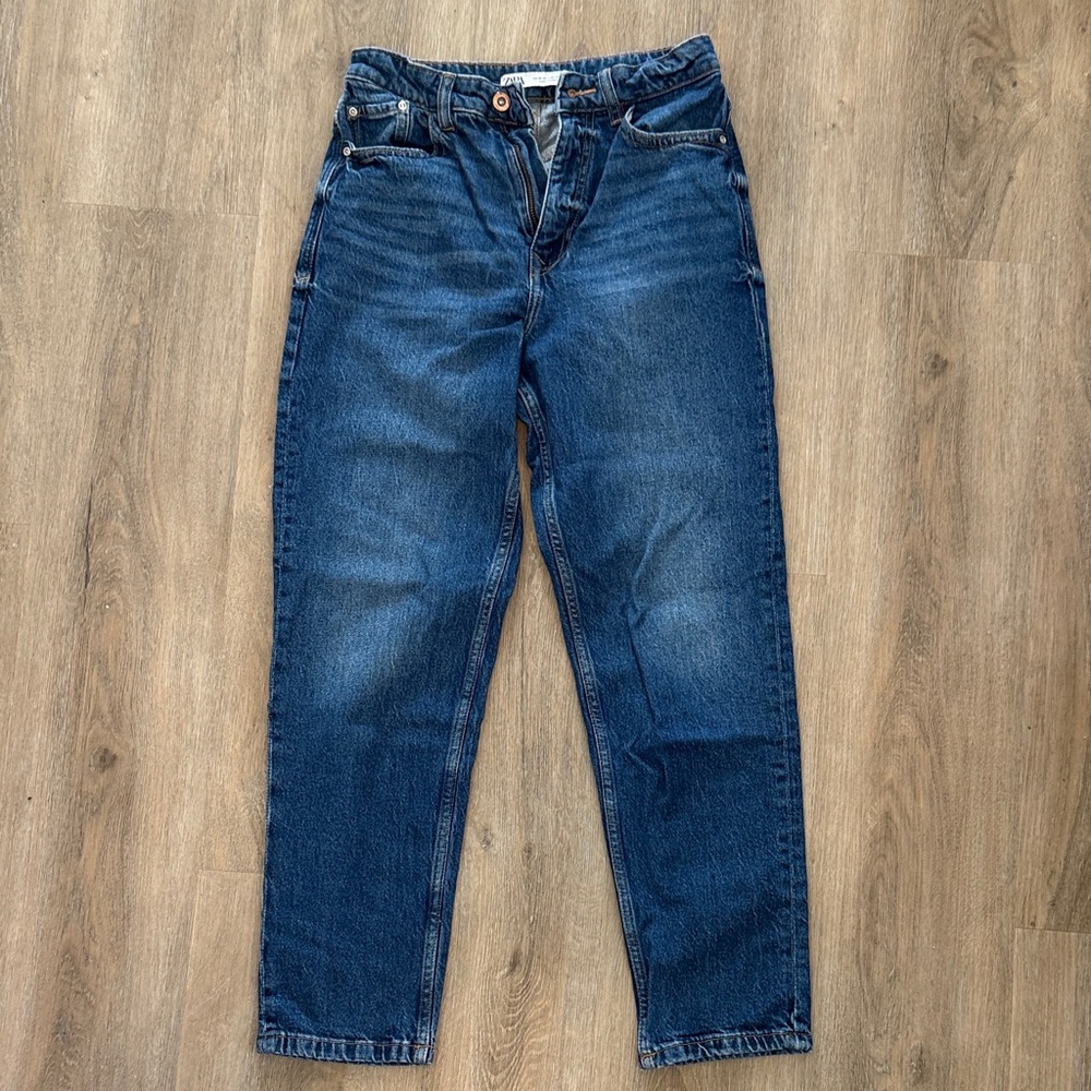 Zara Blue Denim High Rise Jeans